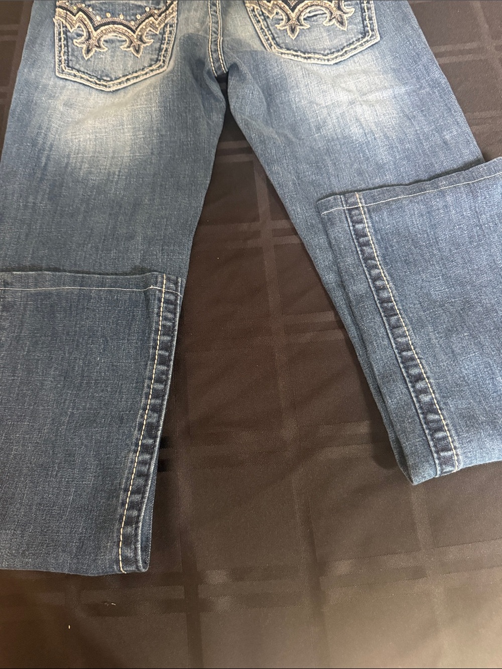 Miss Me Blue Straight Leg Jeans with Contrast Stitching - Picture 6 of 7